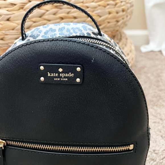 Kate Spade leopard print and black leather backpack main image 7